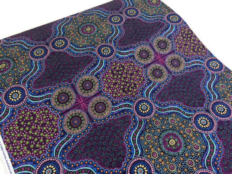 Australian Aboriginal Cotton Quilting Fabric by the YARD. M&S Etsy
