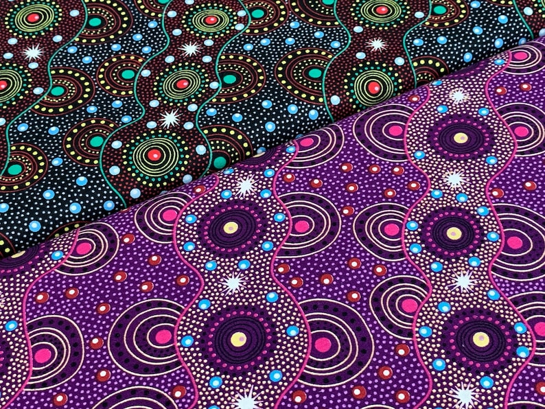 Australian Aboriginal Cotton Quilting Fabric by the YARD. M&S Etsy