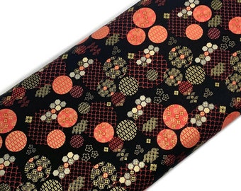 Kyoto Garden Medallions Fabric by the YARD. Red & Metallic Gold Japanese Print. Timeless Treasures 100% Cotton for Quilts, Apparel, Decor.