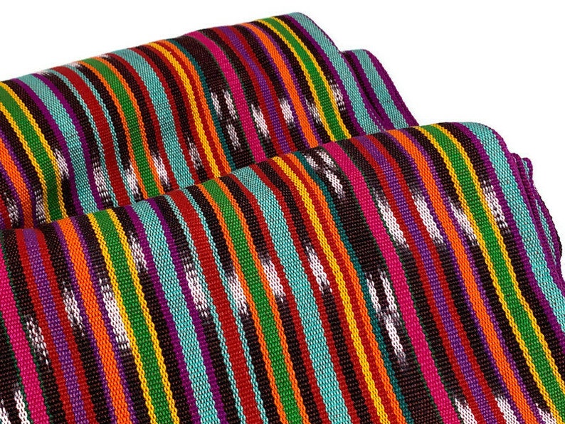 Spring Bright Striped Ikat Guatemalan Fabric by the YARD. Handwoven Fair Trade Ethnic Mayan Fabric. 100% Cotton for Home Décor 36 wide. image 6