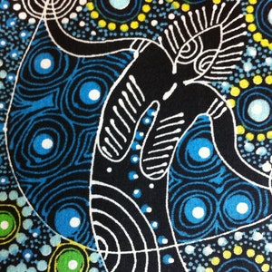 Australian Aboriginal Cotton Quilt Fabric by the YARD. M&S Textiles Dancing Spirit Blue. 100% Cotton Indigenous Tribal Art Design Fabric. image 2