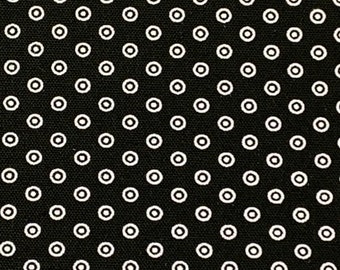 South African Shweshwe Fabric by the YARD. DaGama 3 Cats Black & White Circled Dots. 100% Cotton Fabric for Quilting, Apparel, Home Decor
