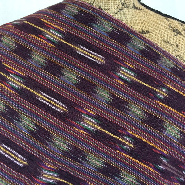 Guatemalan Fabric--Mayan Fabric--Handwoven Fabric--Ethnic Style Fabric--Fair Trade Fabric--Maroon Striped Ikat--Fabric by the  YARD