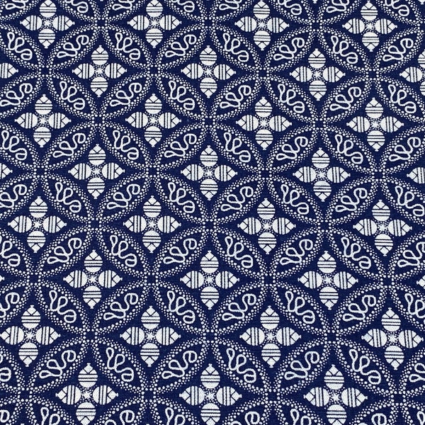 South African Shweshwe Fabric by the YARD. DaGama Three Cats Indigo Delicate Diamonds. 100% Cotton Print Fabric for Quilting, Apparel, Décor