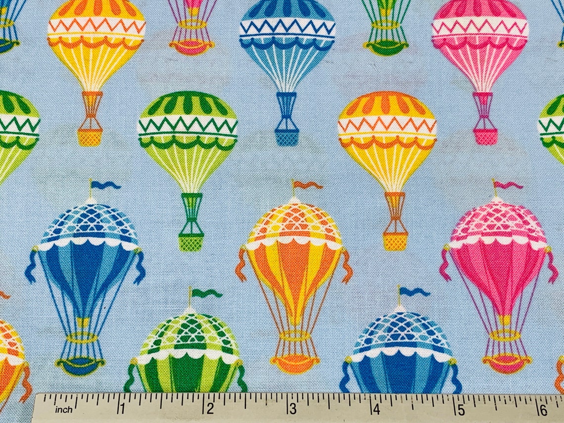 Hot Air Balloon Fabric by the YARD. Bright Assorted Colored Etsy