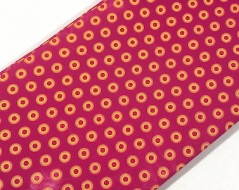 South African Shweshwe Fabric by the YARD. DaGama Pink, Yellow Mini Sunbursts. 100% Quilting Cotton.