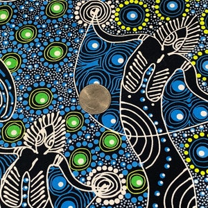 Australian Aboriginal Cotton Quilt Fabric by the YARD. M&S Textiles Dancing Spirit Blue. 100% Cotton Indigenous Tribal Art Design Fabric. image 4