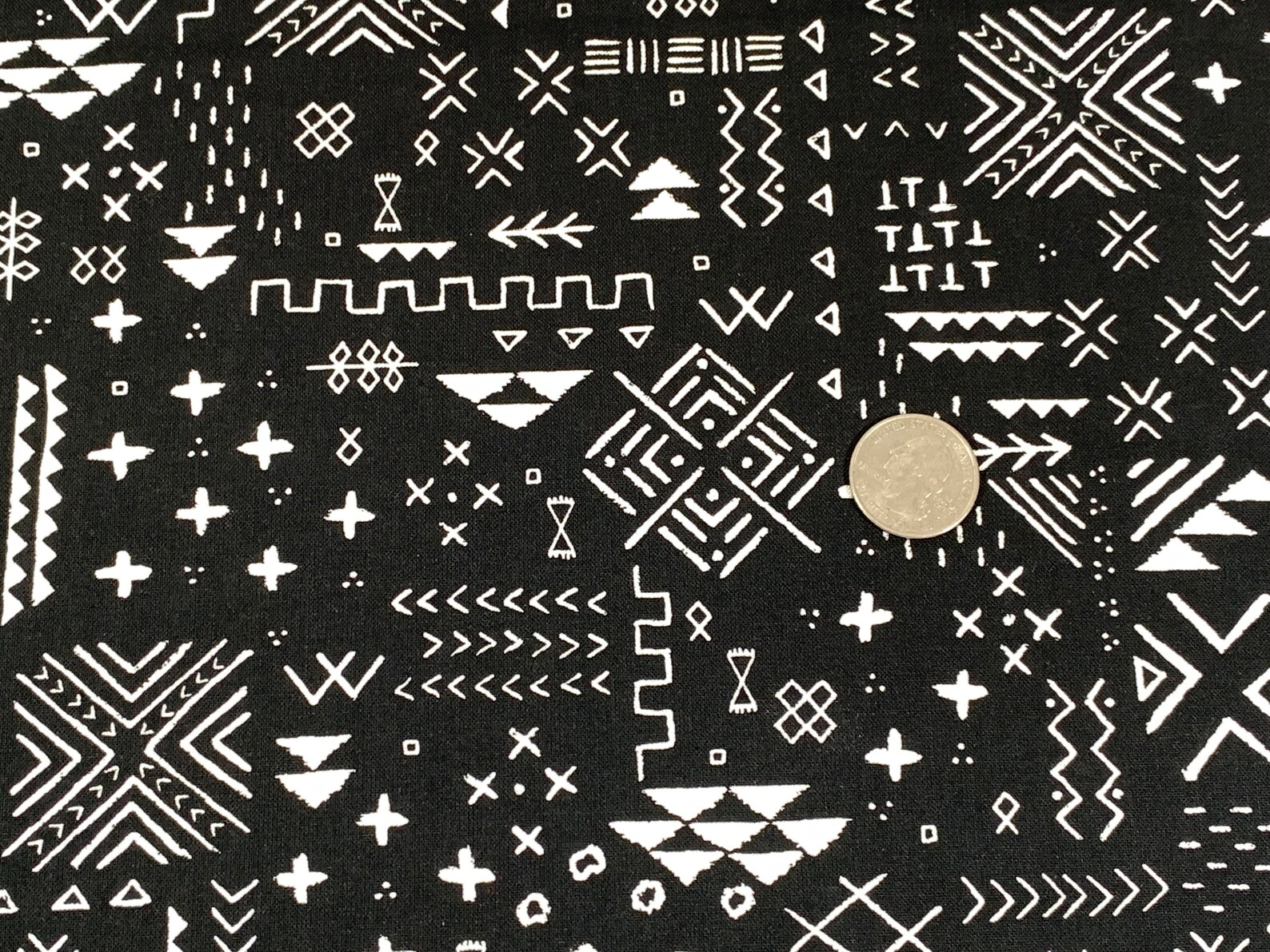 Black & White Bohemian Ethnic Style Graphic Print Fabric by Etsy