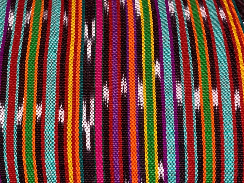 Spring Bright Striped Ikat Guatemalan Fabric by the YARD. Handwoven Fair Trade Ethnic Mayan Fabric. 100% Cotton for Home Décor 36 wide. image 2