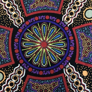 Australian Aboriginal Print Fabric--Stella Black--Aboriginal Design--Cotton Quilt Fabric--Australian Fabric by the  YARD
