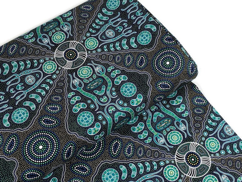 Australian Aboriginal Cotton Quilting Fabric by the YARD. M&S Etsy