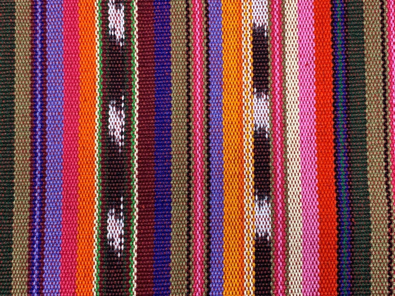 Southwest Style Sunset Shades Ikat Striped Guatemalan Fabric by the YARD. Handwoven Fair Trade Mayan. Medium Weight for Home Décor 36 wide. image 4