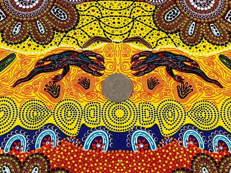 Australian Aboriginal Cotton Quilting Fabric by the YARD. M&S Etsy