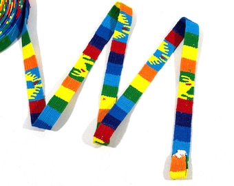 Handwoven 3/4 Inch Wide Guatemalan Belt Sold by YARD. Traditional Pattern, Primary Colors.