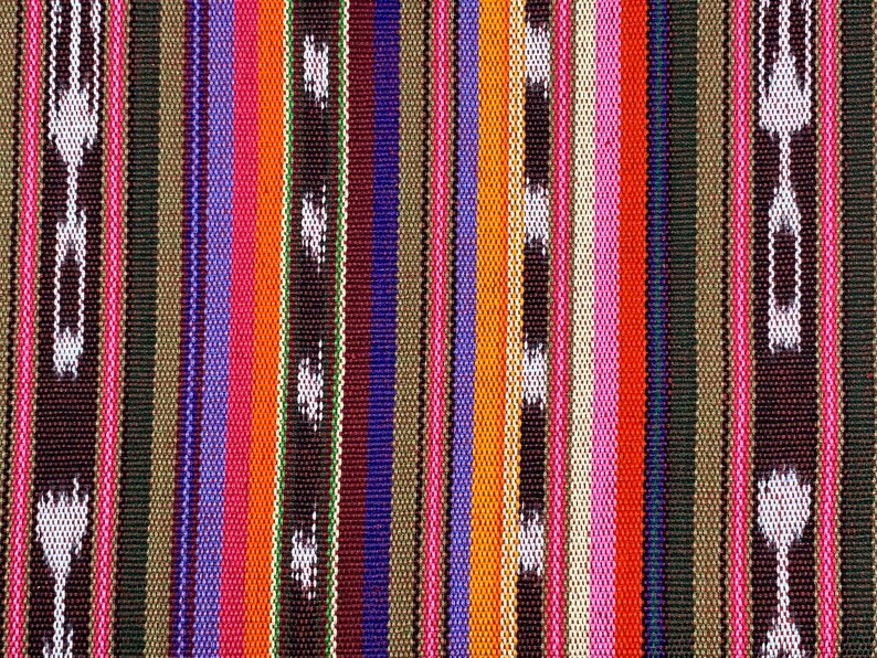 Southwest Style Sunset Shades Ikat Striped Guatemalan Fabric by the YARD. Handwoven Fair Trade Mayan. Medium Weight for Home Décor 36 wide. 画像 3