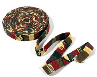 Handwoven 1 Inch Wide Guatemalan Belt by the YARD. Cotton Earth Tone, Green, Rust, Tan.