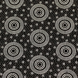South African Shweshwe Fabric by the YARD. DaGama 3 Cats Black & White Discs and Dots. 100% Cotton Fabric for Quilting, Apparel, Home Decor