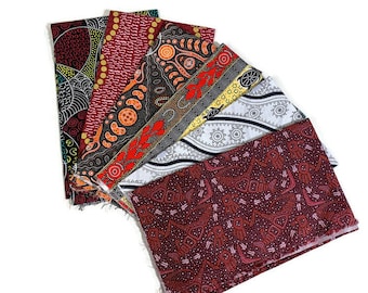 Australian Aboriginal Fabric--6 Piece FAT QUARTER BUNDLE--100% Cotton Quilt Fabric--M&S Textiles Earth Tones for quilt, sewing, home décor