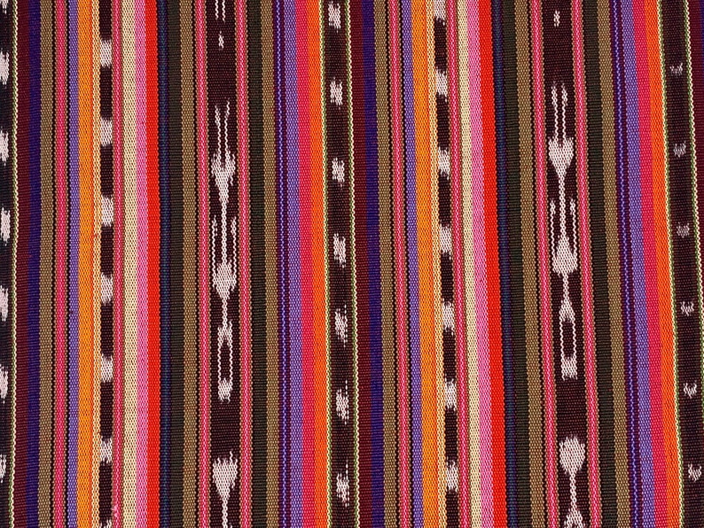 Southwest Style Sunset Shades Ikat Striped Guatemalan Fabric by the YARD. Handwoven Fair Trade Mayan. Medium Weight for Home Décor 36 wide. image 2