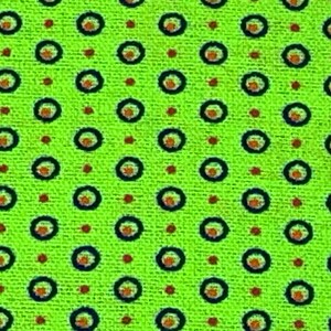 South African Shweshwe Fabric by the YARD. DaGama Three Cats Lime Green Circled Dots. Cotton Fabric for Quilting, Apparel, and Home Decor Bild 1