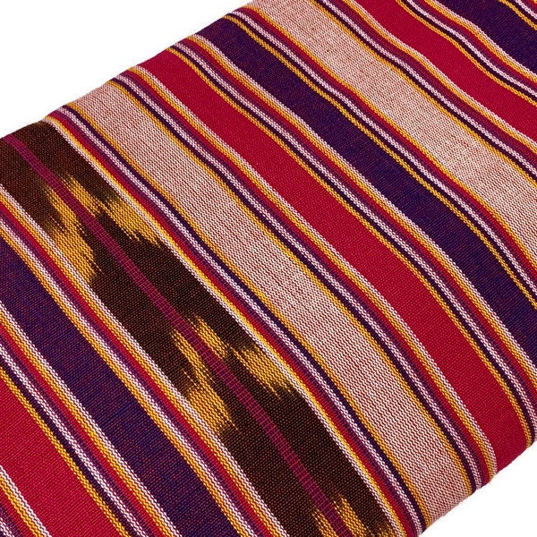 Guatemalan Fabric by the YARD. Handwoven Bright Pink/Purple/Gold/Brown Striped Ikat Mayan Fabric. 100% Cotton for Home Décor, Apparel.