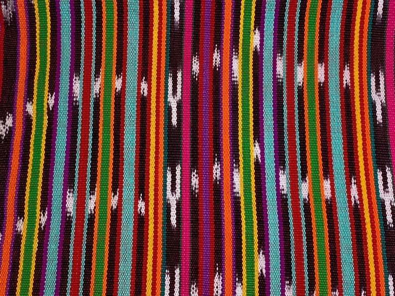 Spring Bright Striped Ikat Guatemalan Fabric by the YARD. Handwoven Fair Trade Ethnic Mayan Fabric. 100% Cotton for Home Décor 36 wide. image 5