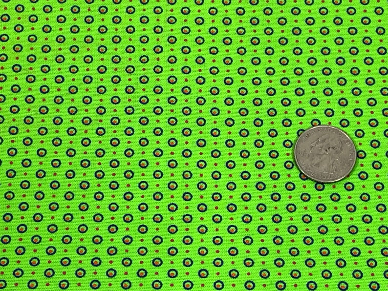 South African Shweshwe Fabric by the YARD. DaGama Three Cats Lime Green Circled Dots. Cotton Fabric for Quilting, Apparel, and Home Decor Bild 5
