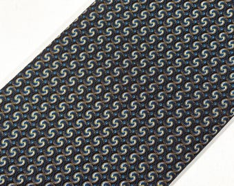 South African Shweshwe Fabric by the YARD. DaGama Turquoise, Brown, Gold Mini Waves 100% Quilt Cotton.