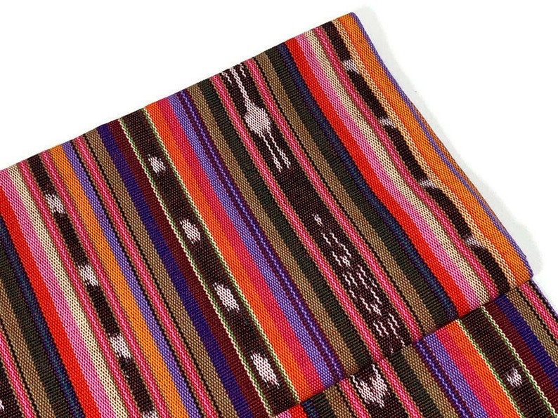 Southwest Style Sunset Shades Ikat Striped Guatemalan Fabric by the YARD. Handwoven Fair Trade Mayan. Medium Weight for Home Décor 36 wide. image 5