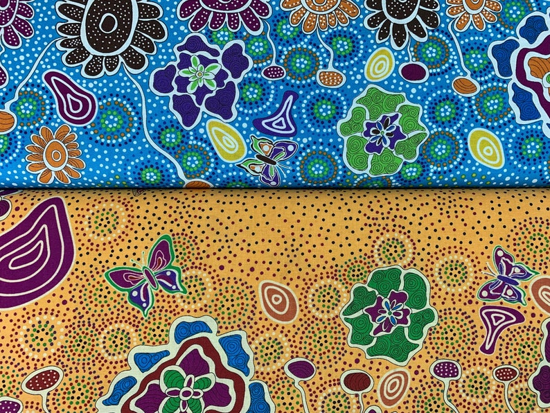 Australian Aboriginal Cotton Quilting Fabric by the YARD. M&S Etsy