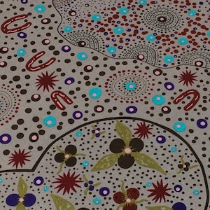 Australian Fabric--Aboriginal Fabric--Aboriginal Art--Cotton Fabric--Ethnic--Bush Food Dreaming Mint--Australian Fabric by the  YARD
