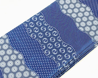 South African Shweshwe Fabric by the YARD. DaGama Indigo Striped Yinyang and Discs. 100% Cotton  Quilts, Apparel, and Home Decor.