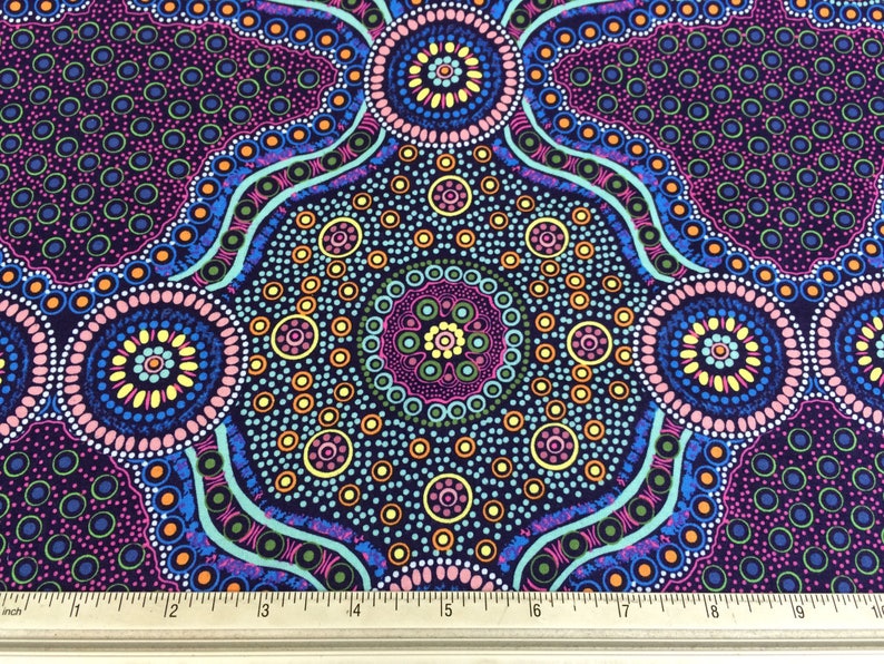 Australian Aboriginal Cotton Quilting Fabric by the YARD. M&S Etsy
