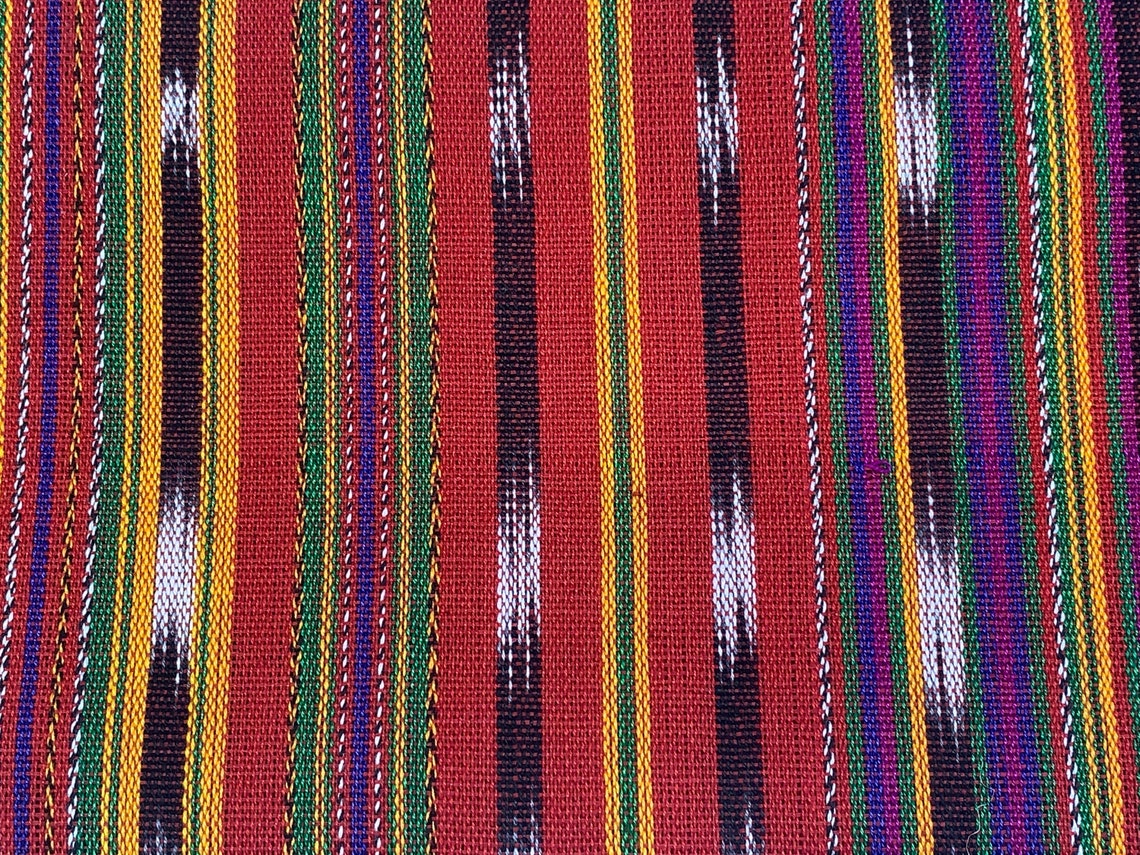 Red & Gold Yellow Striped Ikat Guatemalan Fabric by the YARD. Etsy
