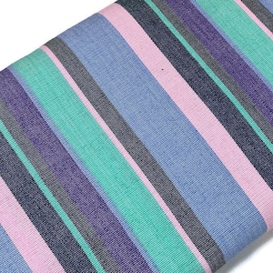 Guatemalan Fabric by the YARD. Handwoven Fair Trade Mayan Fabric. Designer Woven Fabric for Home Decor. Pastel Wide and Narrow Stripes.