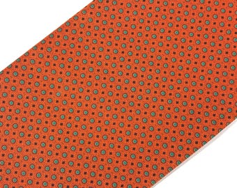 South African Shweshwe Fabric by the YARD. DaGama Orange, Green Mini Starbursts. 100% Quilt Cotton.