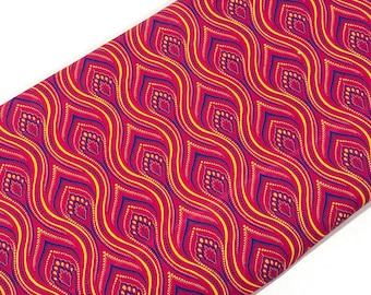 South African Shweshwe Fabric by the YARD. DaGama Pink, Royal Blue, Yellow Minarets. 100% Cotton for Quilting, Apparel.