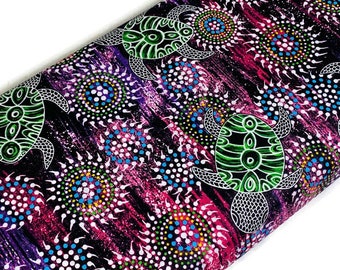 Australian Aboriginal Cotton Quilting Fabric by the YARD. M&S Textiles Sea Dreaming Purple by Heather Kennedy. Original Art Design Fabric.