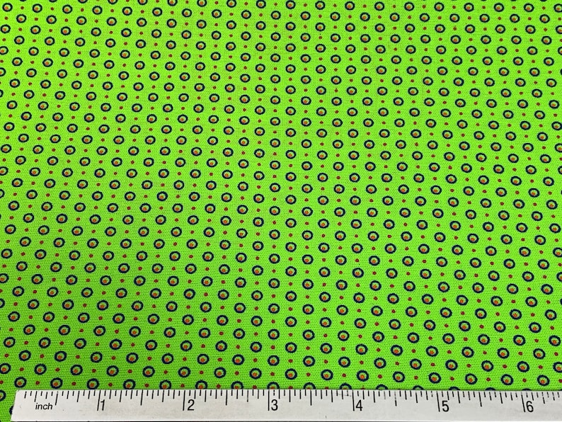 South African Shweshwe Fabric by the YARD. DaGama Three Cats Lime Green Circled Dots. Cotton Fabric for Quilting, Apparel, and Home Decor Bild 6