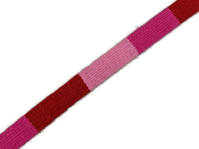 Hand Woven 3/4 Inch Wide Guatemalan Sold by the YARD. Belt, Strap, Sash, Hat Band Cotton Mayan Toto Belt Textile in Pastel Pink/Red/Hot Pink image 2