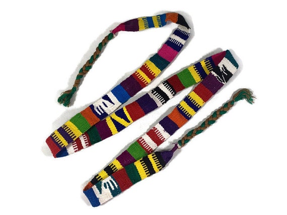 Guatemalan Hand Woven Belt--rainbow Assorted Color Braided  display picture 2