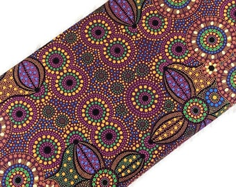 Australian Aboriginal Cotton Quilting Fabric by the YARD.  M&S Textiles Spirit Place Burgundy. 100% Cotton for Quilting, Home Decor, Apparel