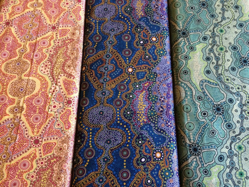 Australian Aboriginal Cotton Quilting Fabric by the YARD. M&S Etsy