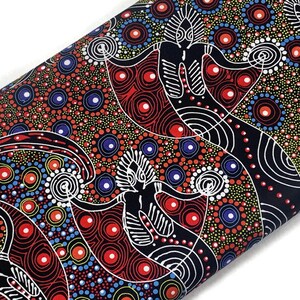 Australian Aboriginal Cotton Quilting Fabric by the YARD.  M&S Textiles Dancing Spirit Red. Ethnic Aboriginal Art Design for Apparel, Décor.