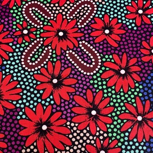 Australian Aboriginal Cotton Quilting Fabric by the YARD. M&S Textiles Lemon Grass Red by Sharon Pettharr Briscoe. Original Art Designs. image 5