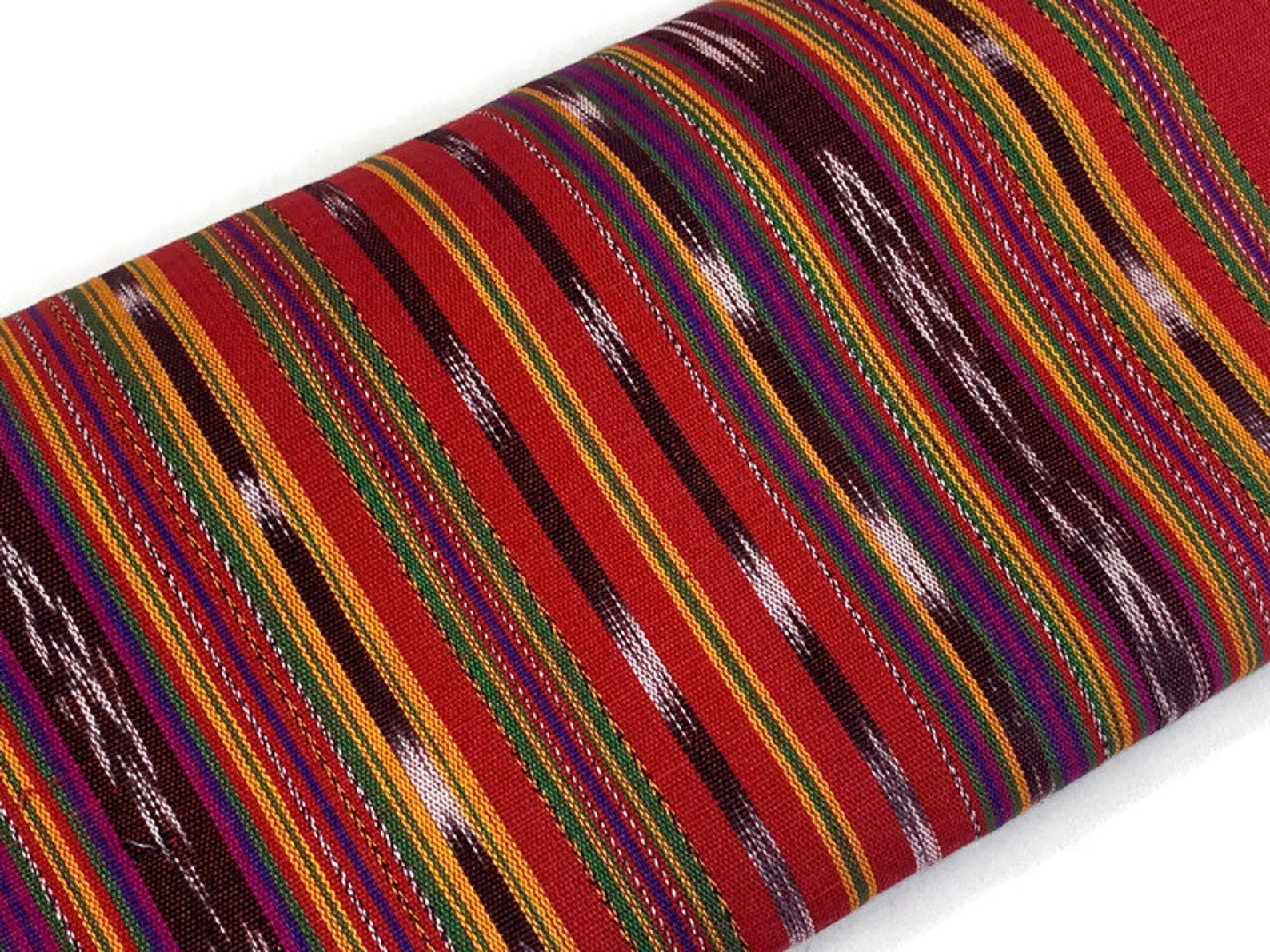 Red & Gold Yellow Striped Ikat Guatemalan Fabric by the YARD. Etsy