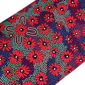 Australian Aboriginal Cotton Quilting Fabric by the YARD. M&S Textiles Lemon Grass Red by Sharon Pettharr Briscoe. Original Art Designs. image 1