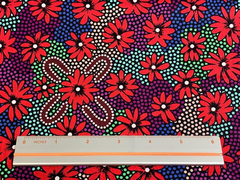 Australian Aboriginal Cotton Quilting Fabric by the YARD. M&S Textiles Lemon Grass Red by Sharon Pettharr Briscoe. Original Art Designs. image 6