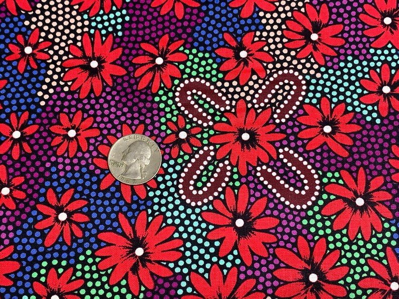Australian Aboriginal Cotton Quilting Fabric by the YARD. M&S Textiles Lemon Grass Red by Sharon Pettharr Briscoe. Original Art Designs. image 7