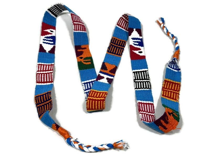 Guatemalan Hand Woven Belt in Turquoise, Orange, Magenta  display picture 1